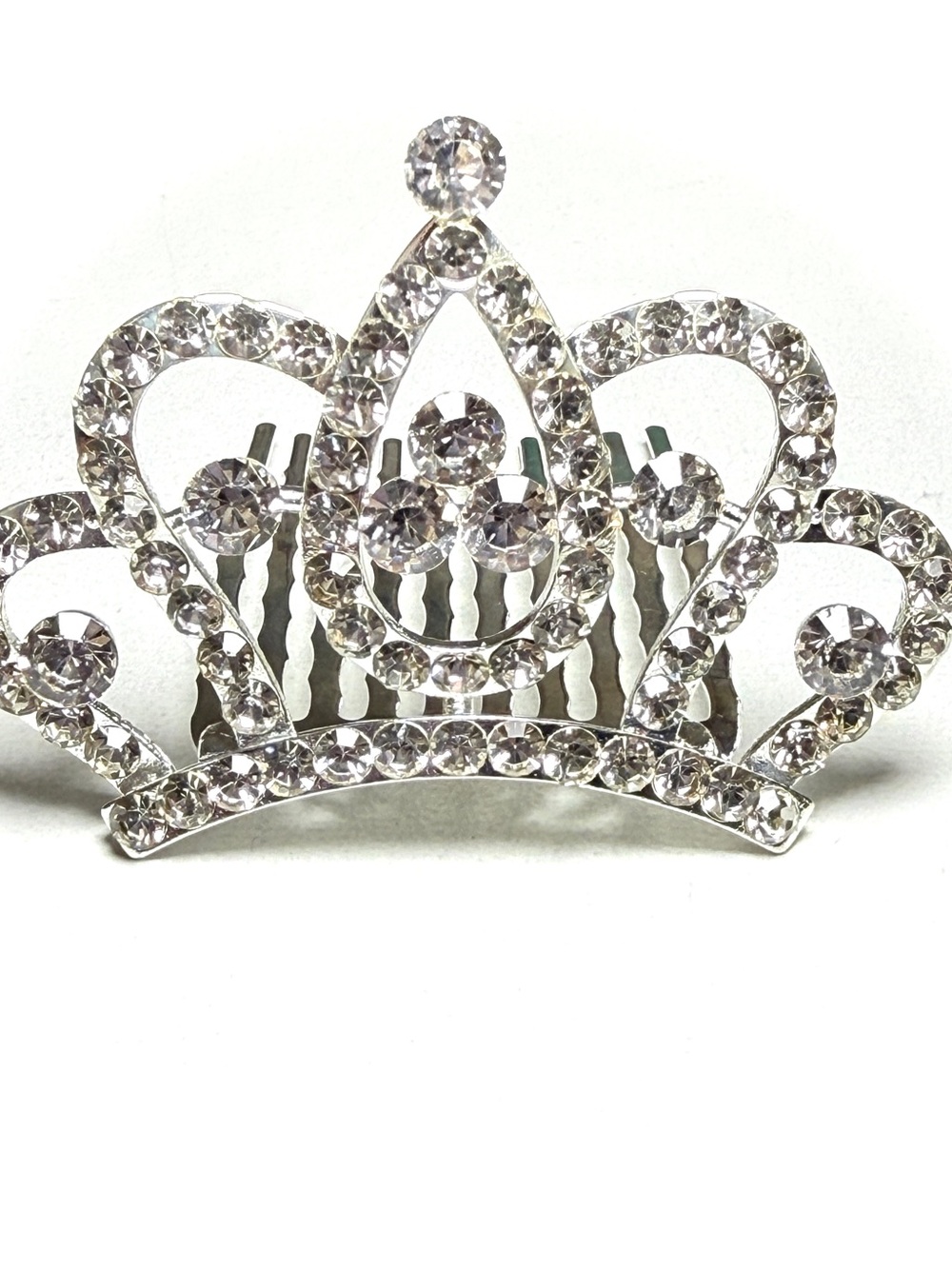 Crystal Rhinestone Mini Tiara Hair Comb - Silver Sparkle